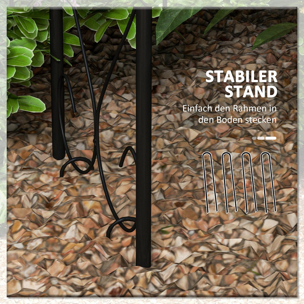 ROSENBOGEN, Stahl, Schwarz - Schwarz, Metall (37/230/125cm) - Outsunny