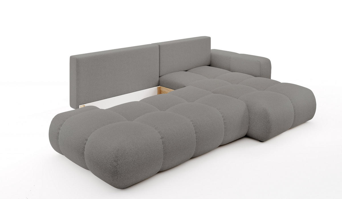 ECKSOFA DUCA R-S Grau Jersey mit Schlaffunktion - Grau, Holz (266.5/266.5cm) - MASSENO