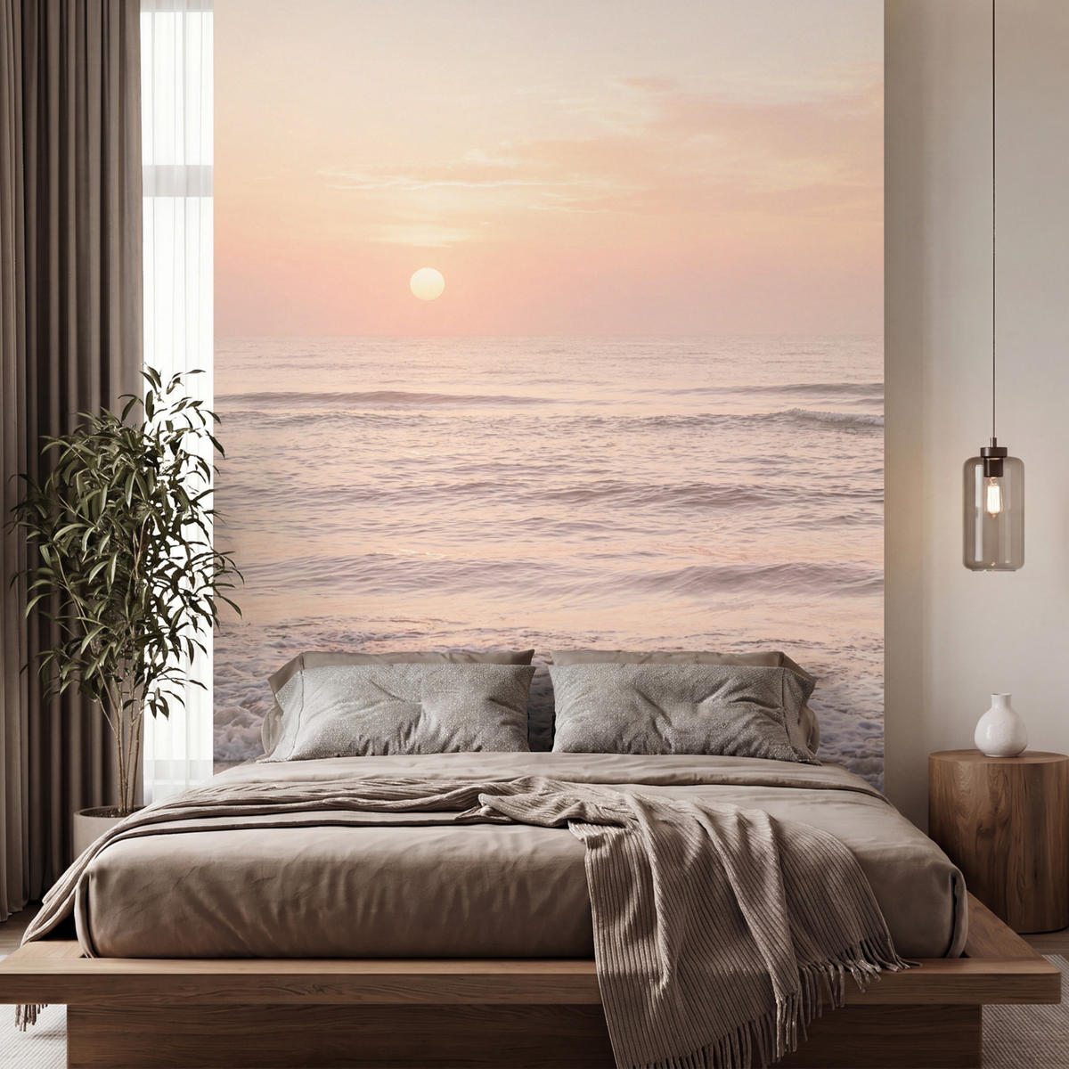 TAPETE - Sonne - Strand - Rosa - 200x280 cm - Hellrosa, Papier (200/280cm) - OnlyWow
