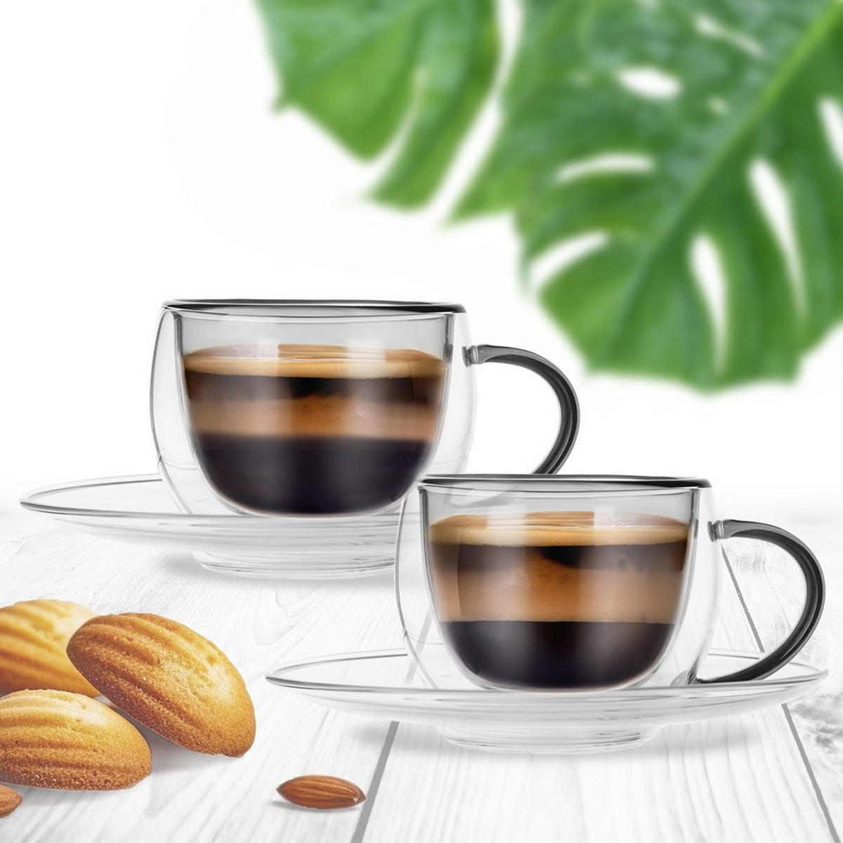 THERMOBECHER Espresso z Untertasse 2er-Set - Klar, Glas (0.09L) - Orion 