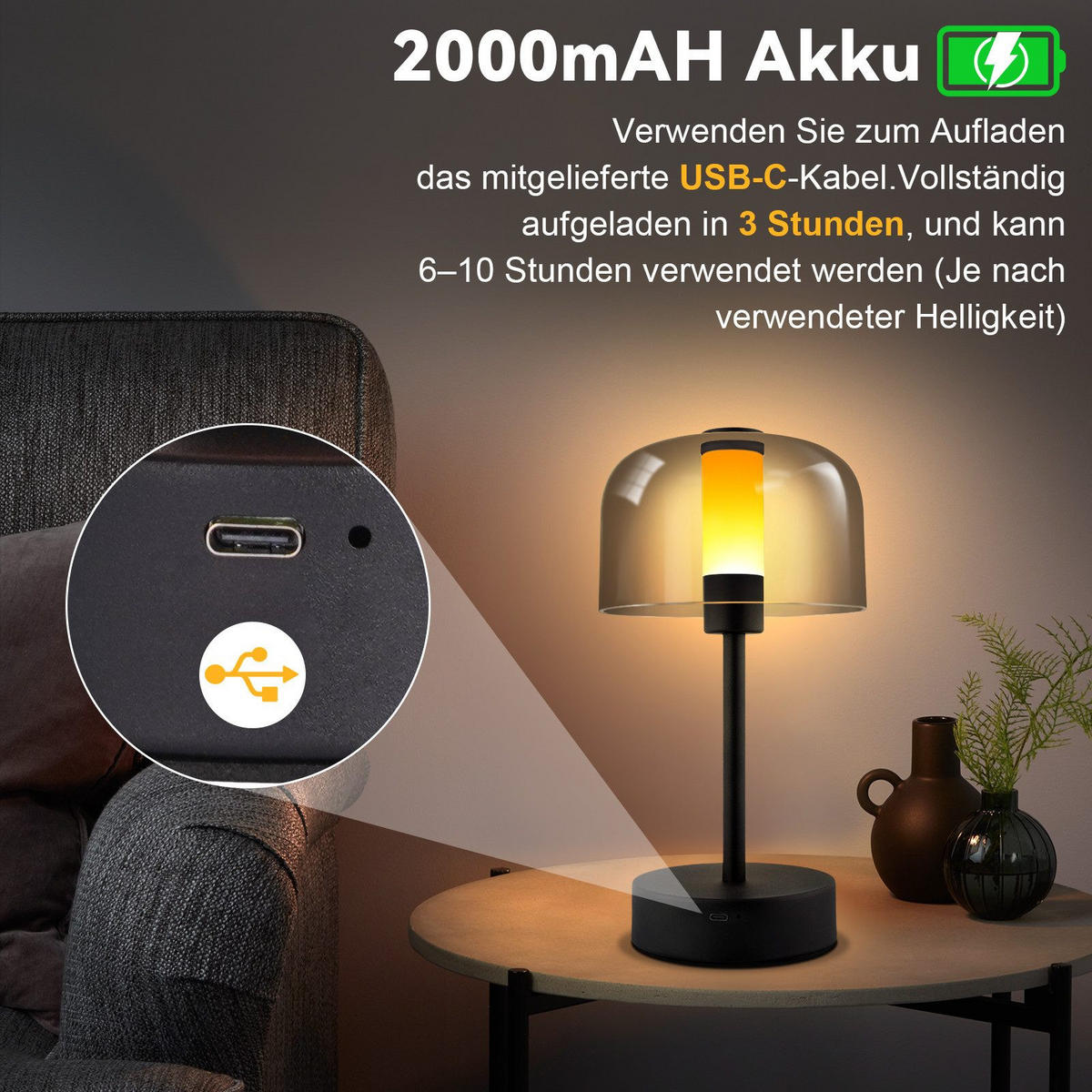 LED stolní lampa, 24,5/13/13 cm - černá, kov (24.5/13/13cm) - Nettlife