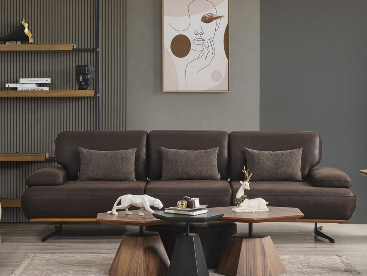 2 Sitzer SOFA Pegasus Samt Braun - Braun, Textil/Metall (205/90/105cm) - Villa Möbel