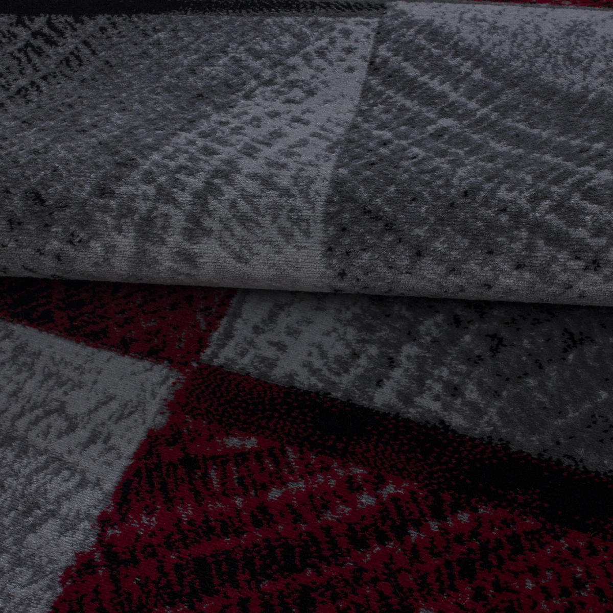 TEPPICH Kurzflor Karo-Design Polypropylen Wohnzimmer Rot Rechteckig 240x340 - Rot, Textil (240/340cm) - KADIMA DESIGN