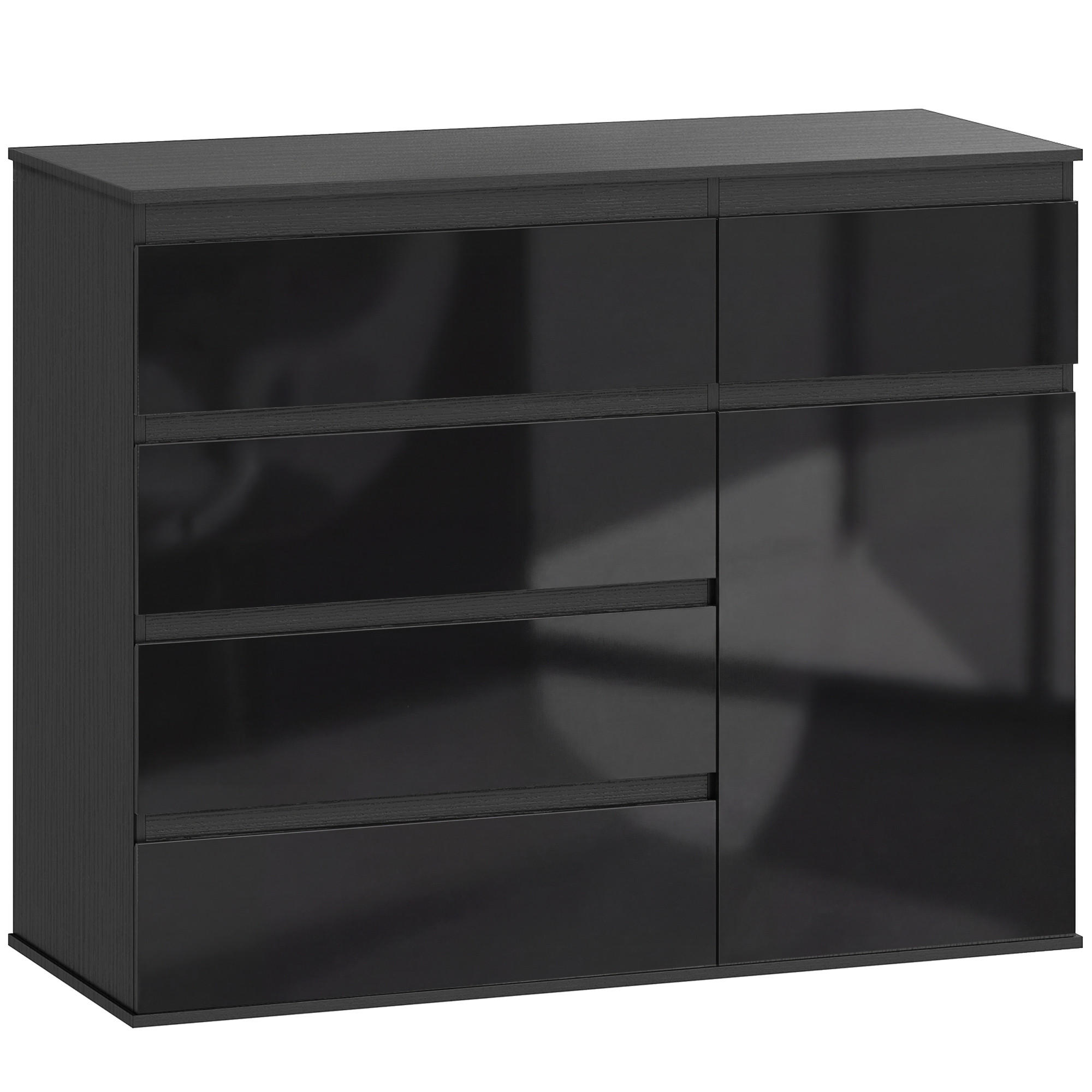 SIDEBOARD Schwarz 100/40/80 cm - Schwarz Hochglanz, Holzwerkstoff (40/80/100cm) - HOMCOM