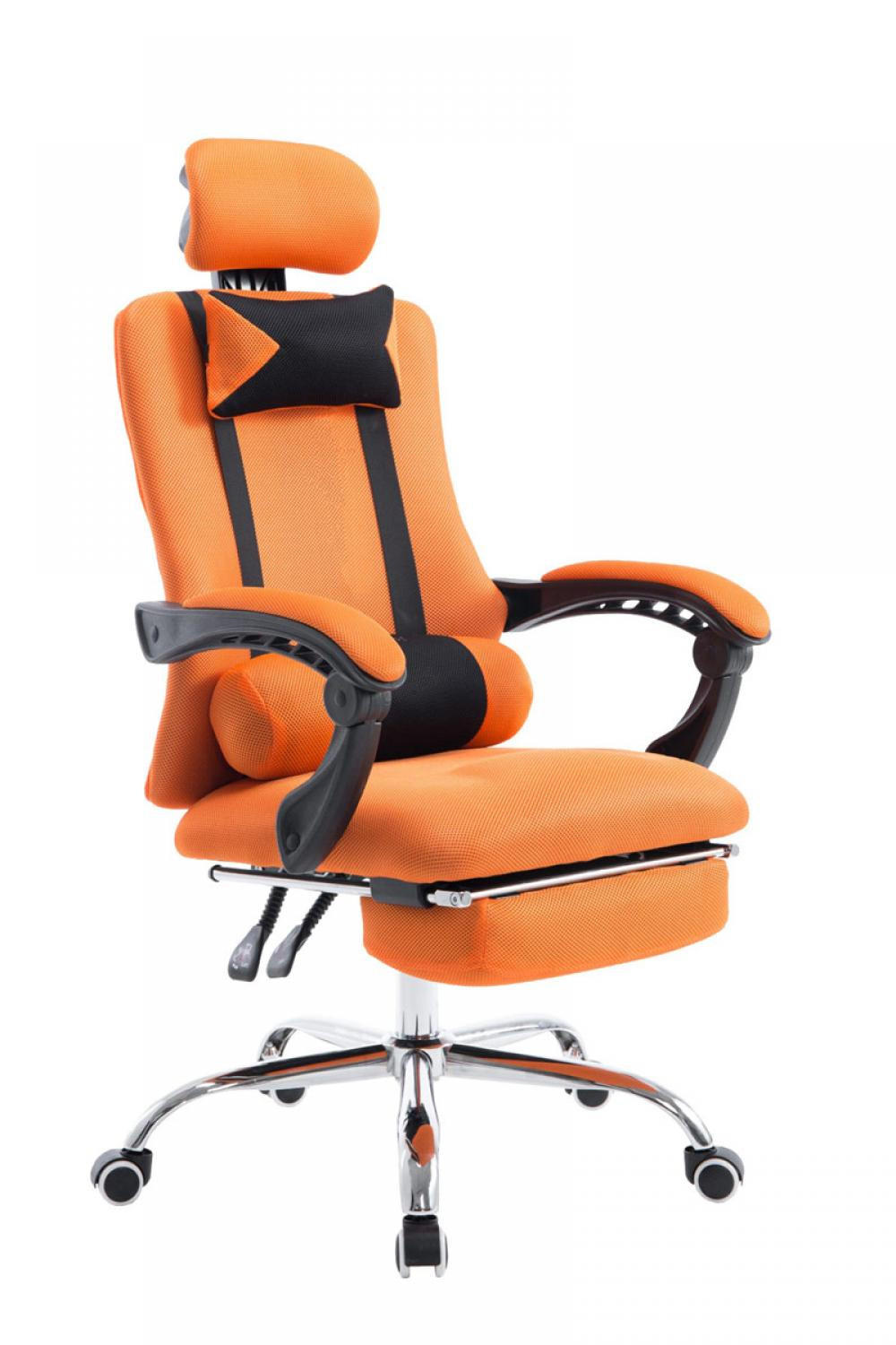 CHEFSESSEL Lederlook orange - Chromfarben/Orange, Textil/Metall (60/120/63cm) - CLP