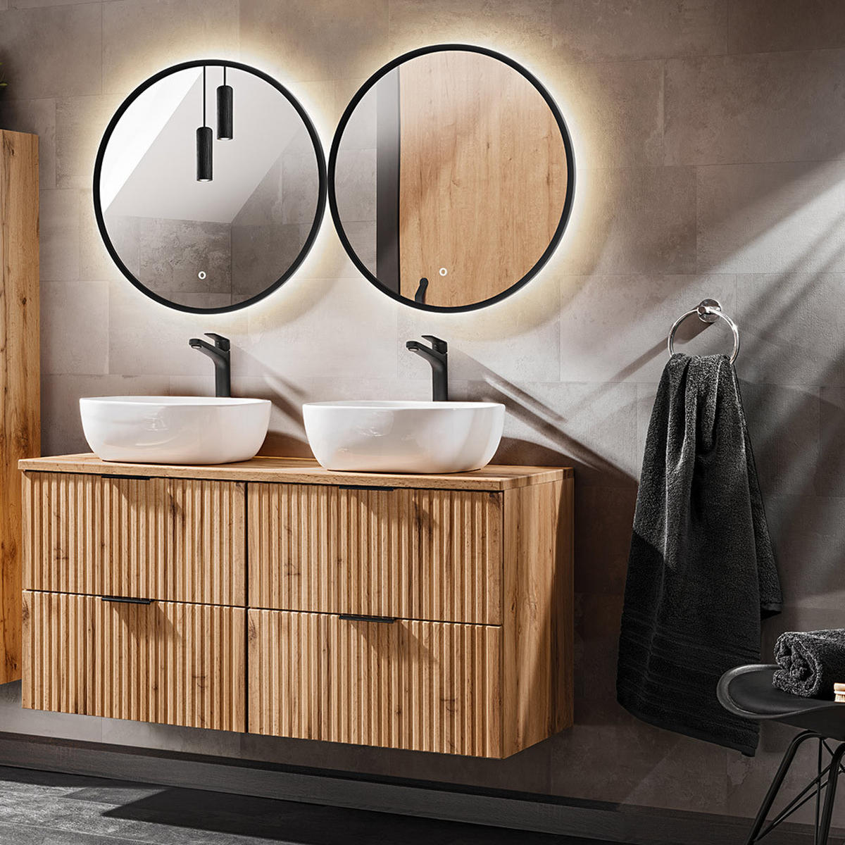 BADMÖBEL-SET 3-TLG. Adelaide-56 - Braun, Holzwerkstoff (121/200/47cm) - Lomado