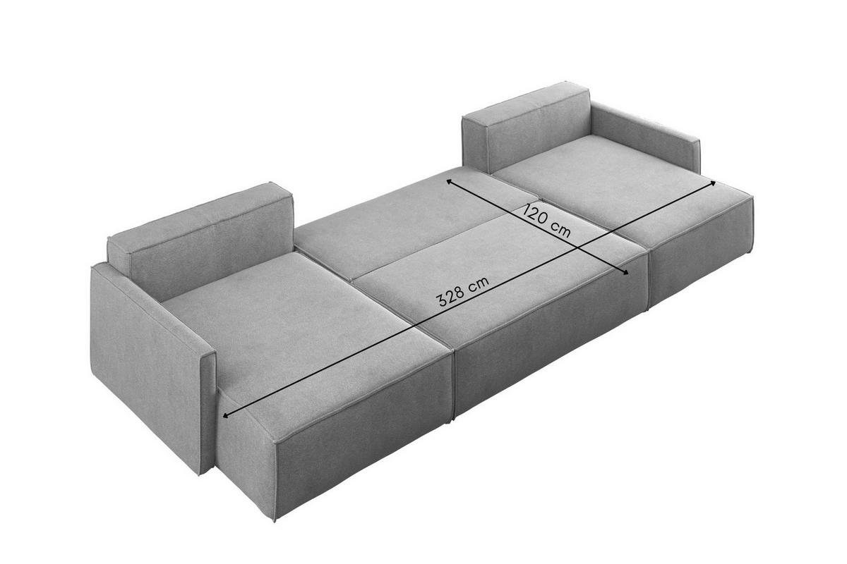 ECKSOFA Carlos U-Form Mit Schlaffunktion Und Bettkasten Stoff Salvador Grau - Grau, Holz (348/142cm) - Kaiser Möbel