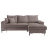 ECKSOFA mit Schlaffunktion, Bettkasten, Wellenunterfederung, Récamiere rechts B240/T150/H92 cm, Liegefl. 125x198 cm, Cord Braun Taupe / 17222 - Taupe/Schwarz, Textil/Metall (240/150cm) - luma-home