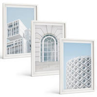 BILDER SET 3er Set - 40x60 cm Weißer Rahmen - Moderne Architekturgeometrie - Weiß, Kunststoff (40/60cm) - TULUP
