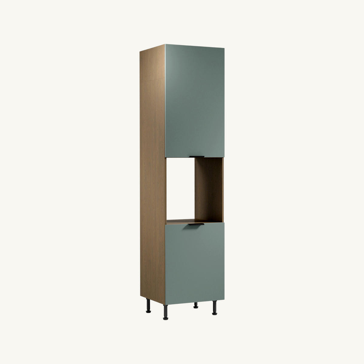 WINKELKÜCHE - 310 x 290 cm Livaro – KU-S34 – Grün / Dunkle Eiche - Schwarz/Grün, Holzwerkstoff/Metall (310/247/290cm) - hi-markt