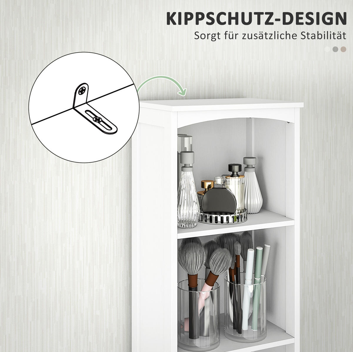 BADEZIMMERSCHRANK 34x24x170.5 cm Weiß aus Spanplatte mit Schrank, Schublade & 3 Regalen - Weiß, Holzwerkstoff (34/170.5/24cm) - Modfu
