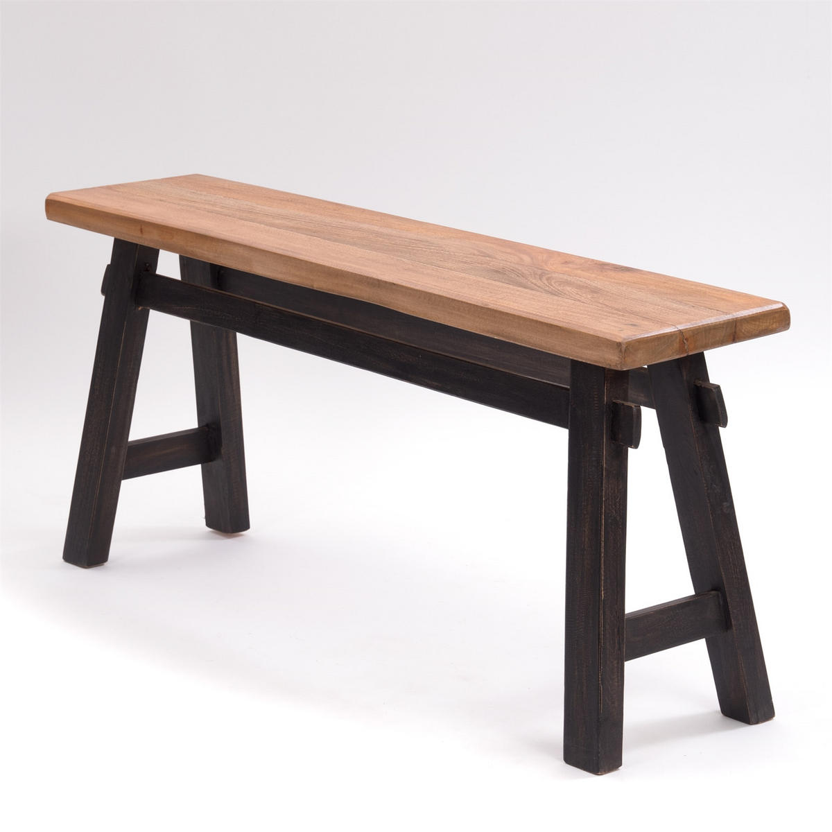 SITZBANK East 118 Mahagoni Recyclingholz massiv 04 schwarz-natur - Graubraun, Holz (118/53/28cm) - DESIGN DELIGHTS