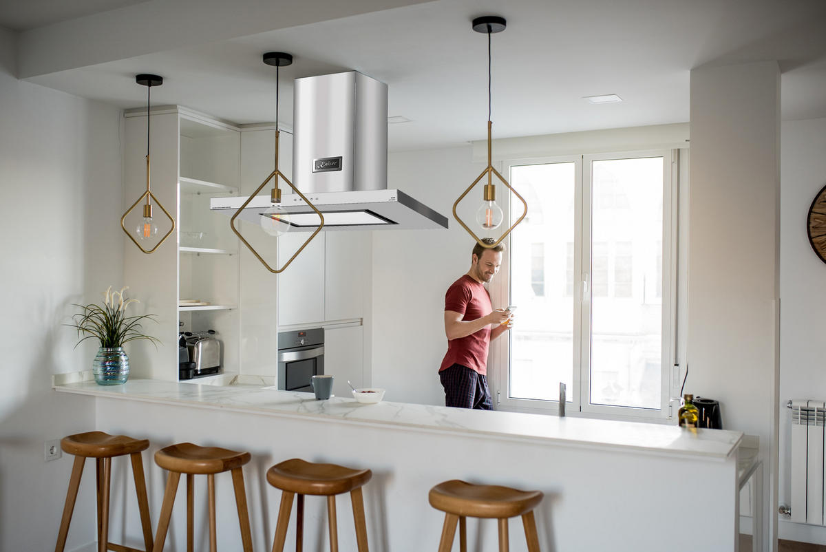 DUNSTABZUGSHAUBE AI 9434 W Eco 90 cm Weiß Glas Edelstahl - Weiß, Metall (90/60/60cm) - Kaiser Küchengeräte