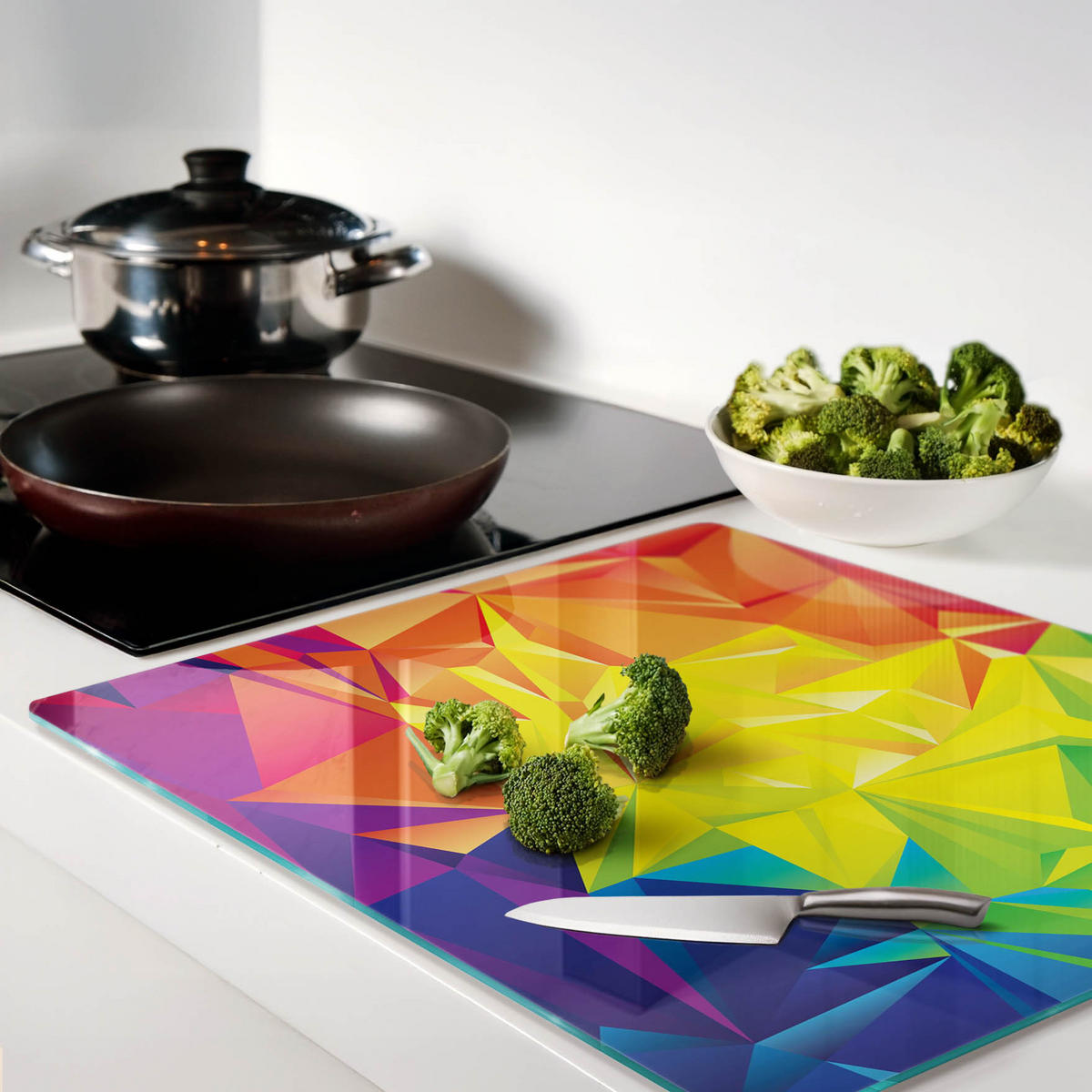 GLASPLATTE 60x52 cm Abstrakt - Multicolor, Glas (60/0.4/52cm) - TULUP
