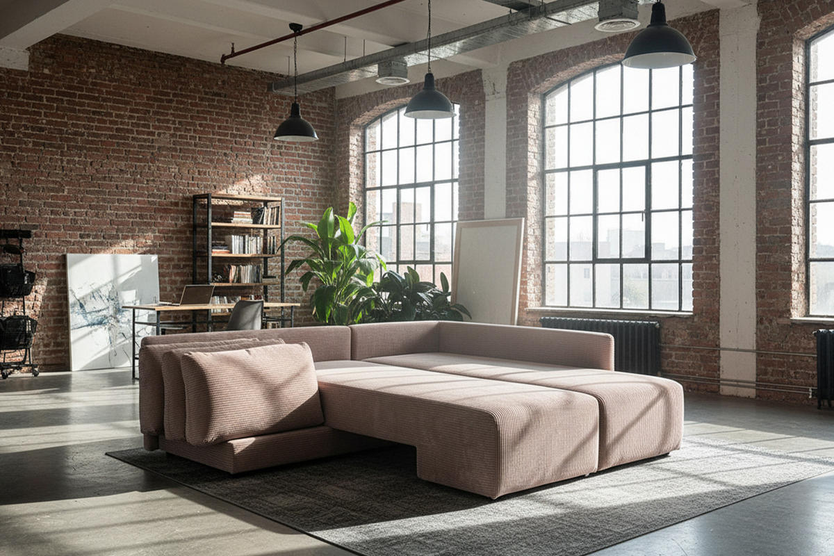SCHLAFSOFA SADIRA Taupe Cord - Taupe/Schwarz, Kunststoff/Textil (288/209cm) - KAWOLA