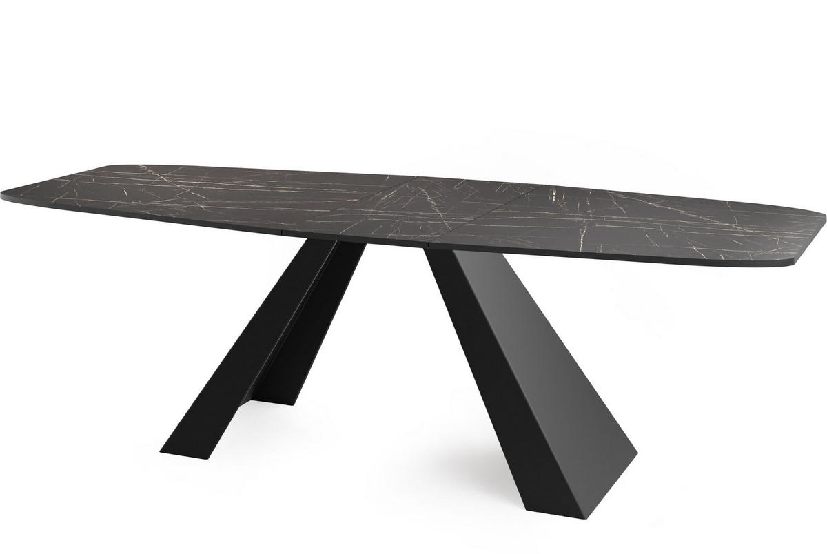 ESSTISCH Monte rechteckig ausziehbar, Marmor Schwarz 180-220/90/76 cm - Anthrazit/Schwarz, Holzwerkstoff/Metall (180/90/76cm) - WFL GROUP