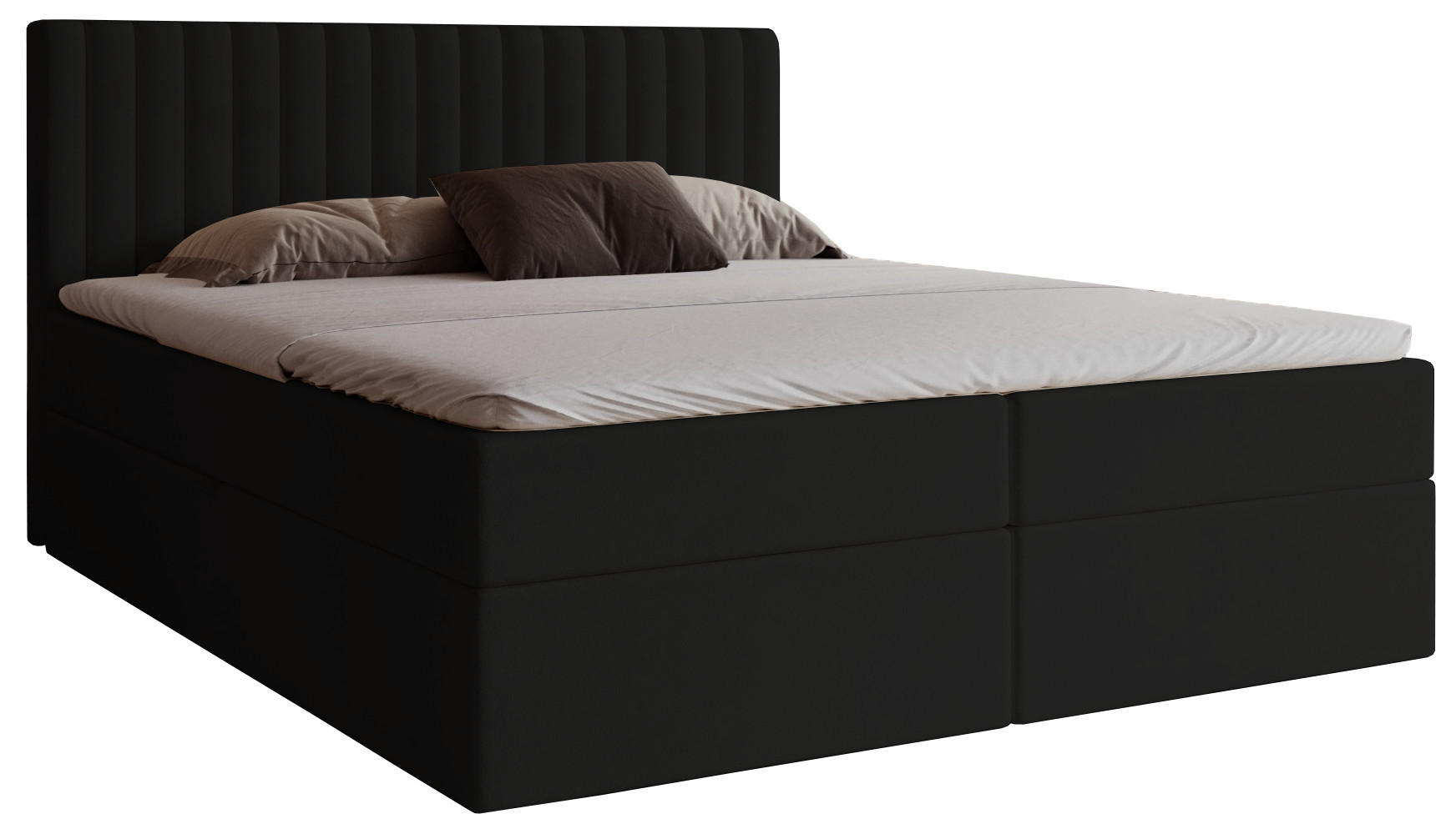 BOXSPRINGBETT 180x200 Daliro, Samt, Bettkasten, Matratze H3, Schwarz - Schwarz, Holz/Textil (180/200cm) - Emporius