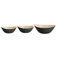SCHALE Set Puro 30/24/12 cm 3-er Set - Schwarz, Naturmaterialien (30/24/12cm) - Present Time