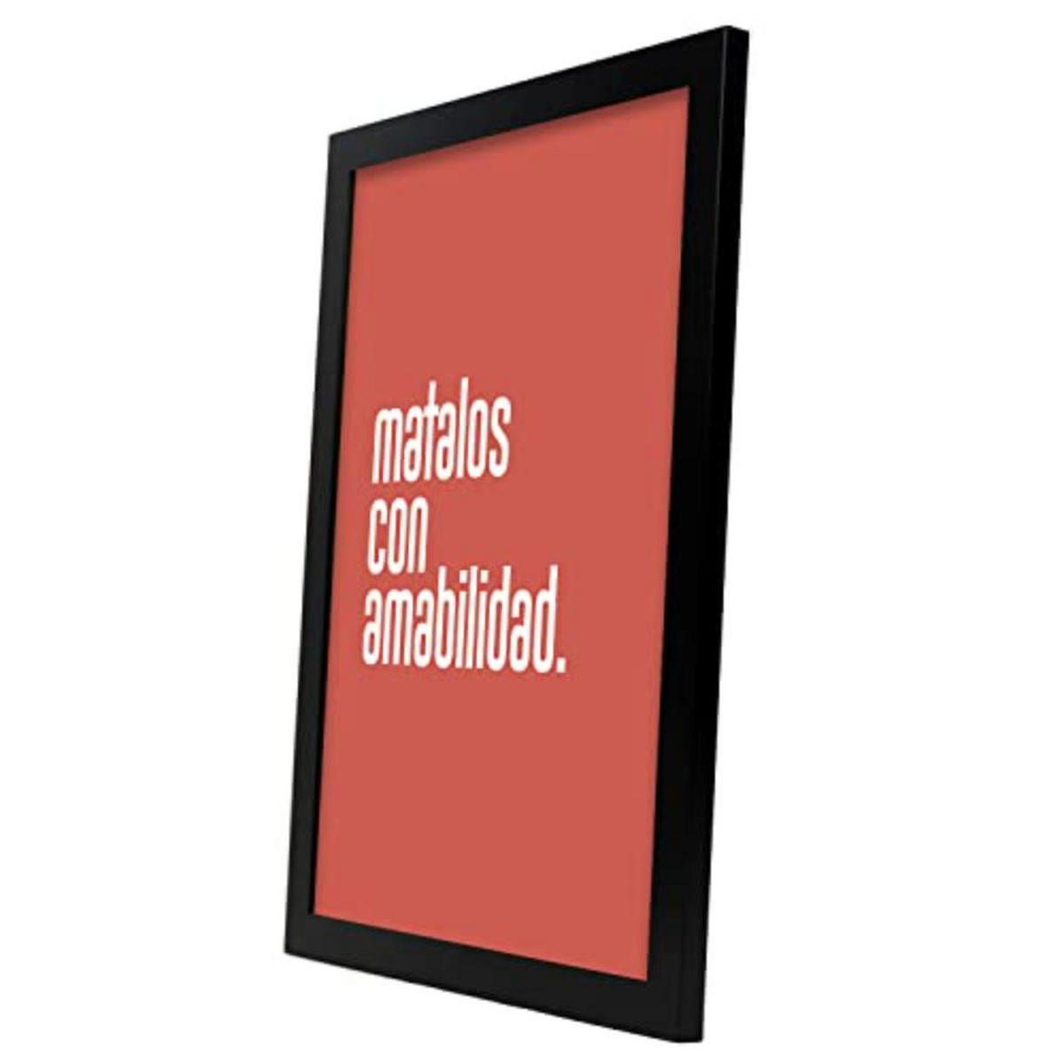 POSTER Set mit 4 Welt TypografieStil A3 Schwarzer Rahmen - Schwarz, Papier (29.7/3cm) - Nacnic