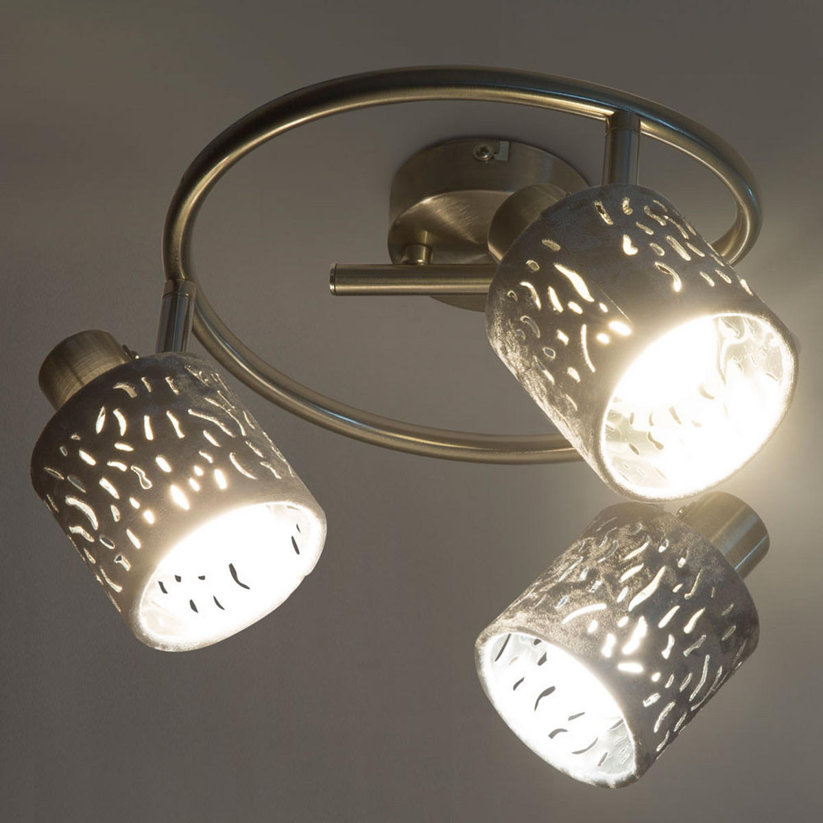 LED DECKENLEUCHTE Metall Silber gemustert - Silberfarben, Metall (25/25/15cm)