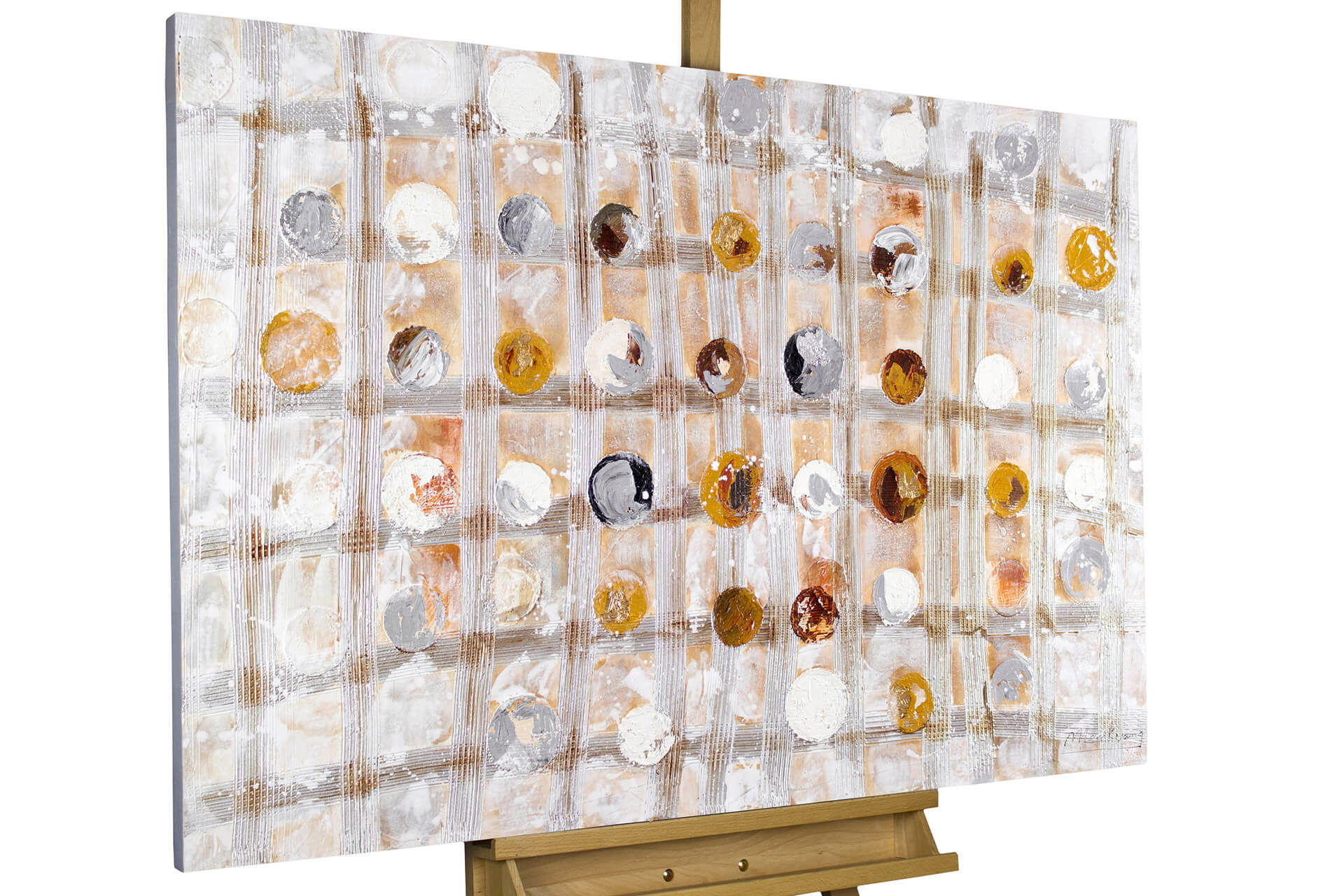 Kunstloft Ölgemälde Silber, Gold 120x80 cm