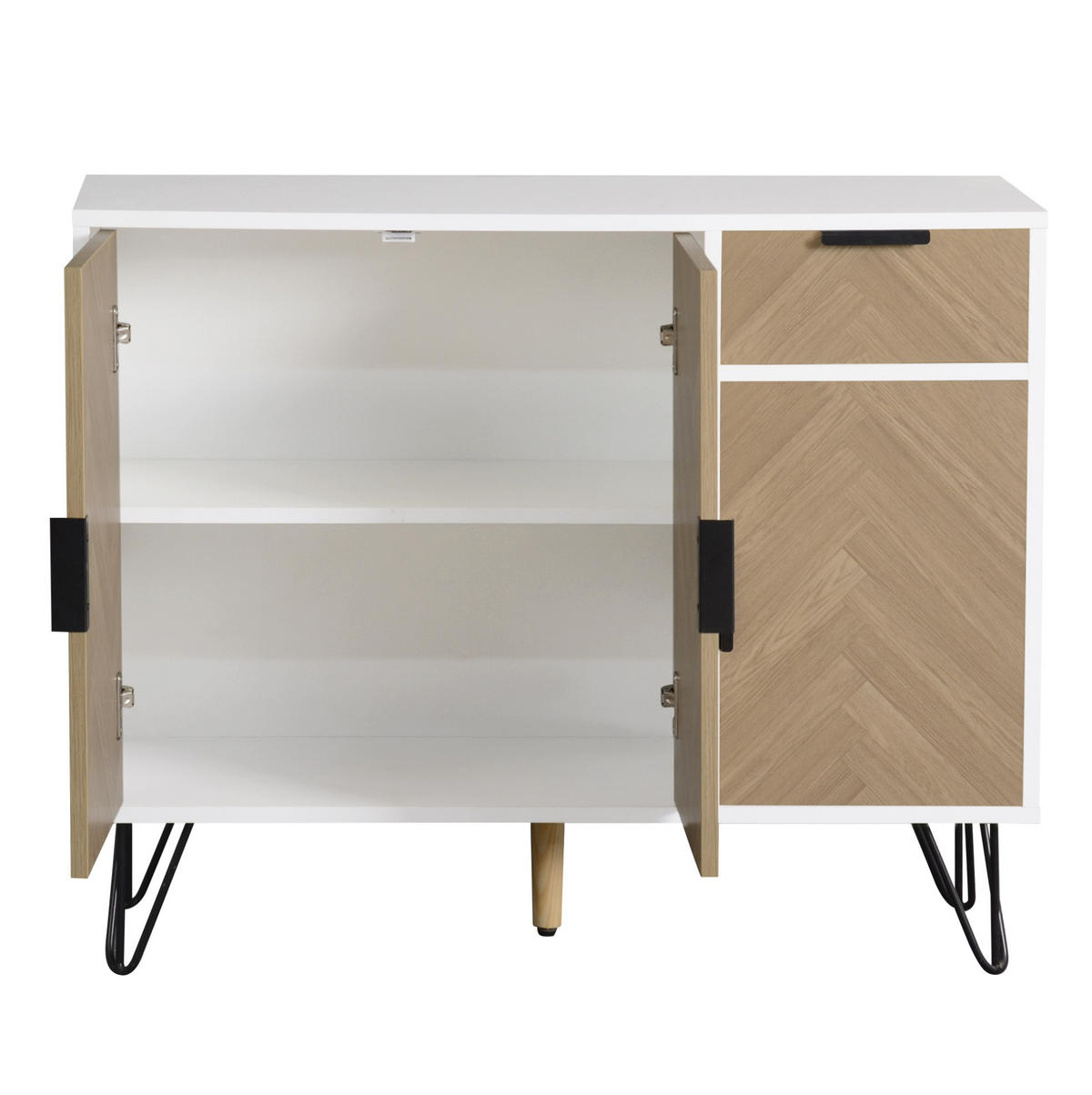 SIDEBOARD aus MDF und Spanplatte 90x30x71,5 cm Weiß/Holzoptik mit Schublade und verstellbaren Einlegeböden - Naturfarben, Holzwerkstoff (90/71.5/30cm) - IVMEU