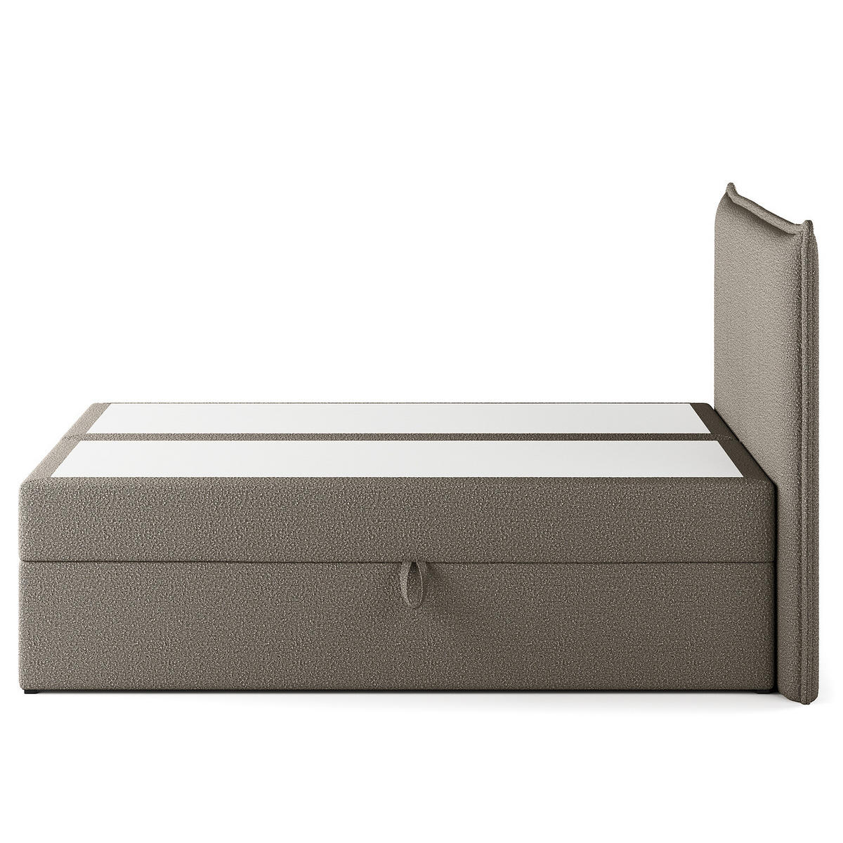 BOXBETT mit Stauraum - Bouclé - Grau, Holzwerkstoff/Textil (140/200cm) - home24