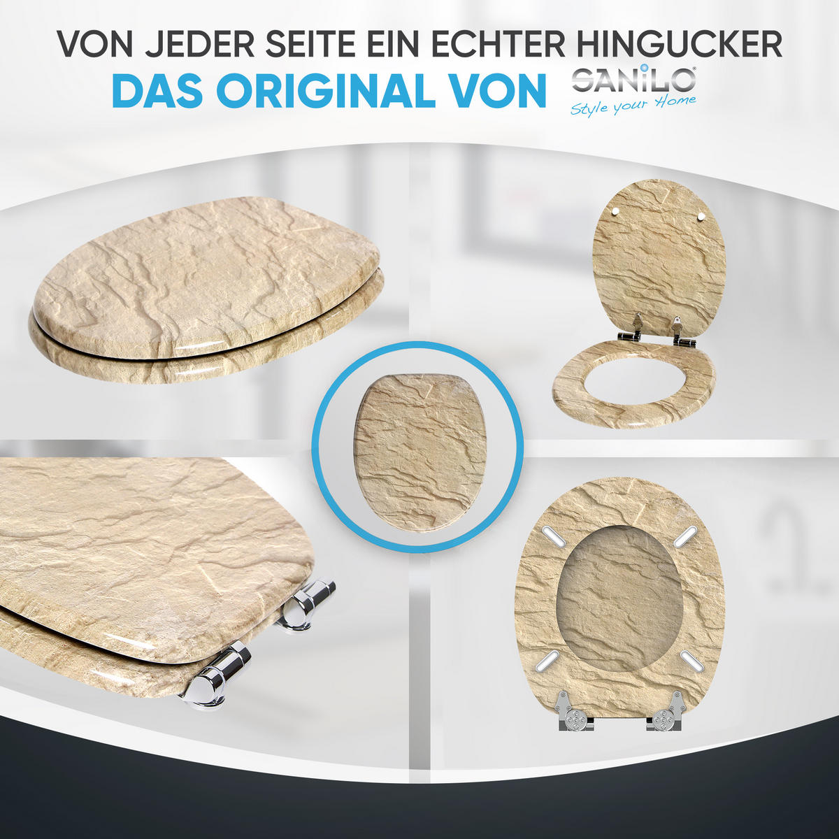 WC-SITZ mit Absenkautomatik Sand Stone - Braun, Holzwerkstoff (38/6/47cm) - Sanilo