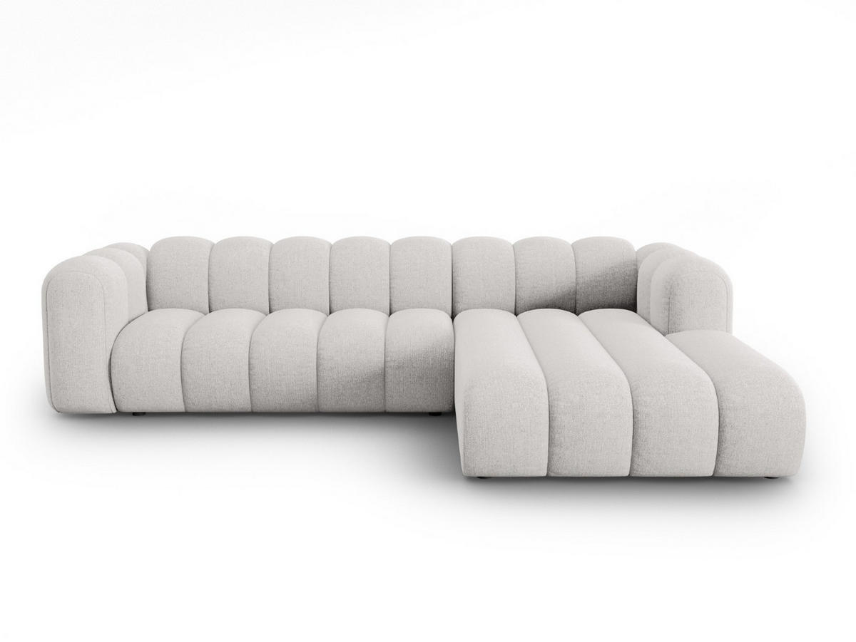 ECKSOFA modular rechts Lupine aus Chenille-Stoff hellgrau 4 Sitzplätze - Hellgrau, Textil (177/290cm) - Micadoni