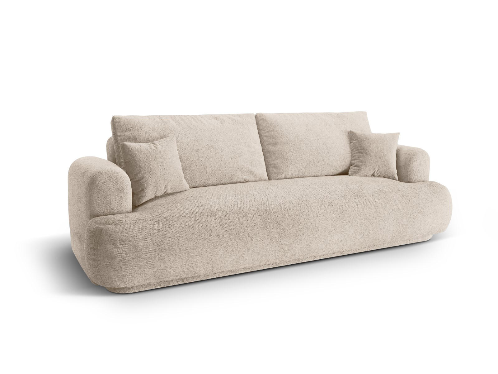 SOFA ausklappbar mit Bettkasten Ella aus strukturiertem Stoff sandfarben 3 Sitzplätze - Sandfarben, Textil (108/94/271cm) - Micadoni