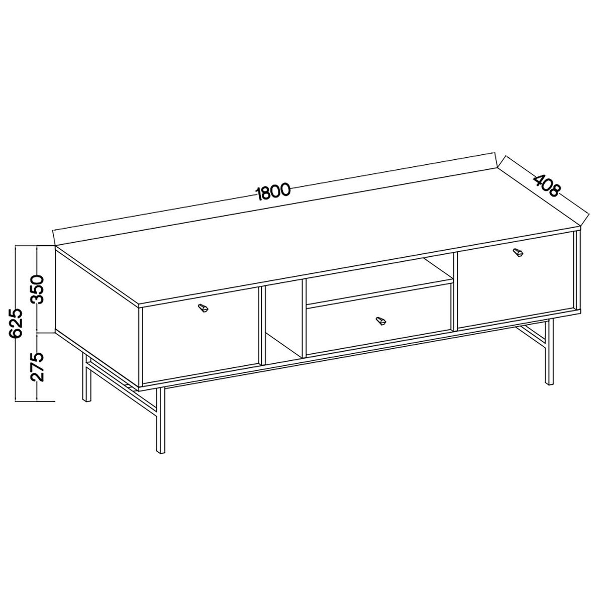 LOWBOARD TORINO 180x40,8x62,5 cm mit 1 Schubladen und 2 Türen Graphitfarben - Graphitfarben, Holzwerkstoff (180/62.5/40.8cm) - MASSENO