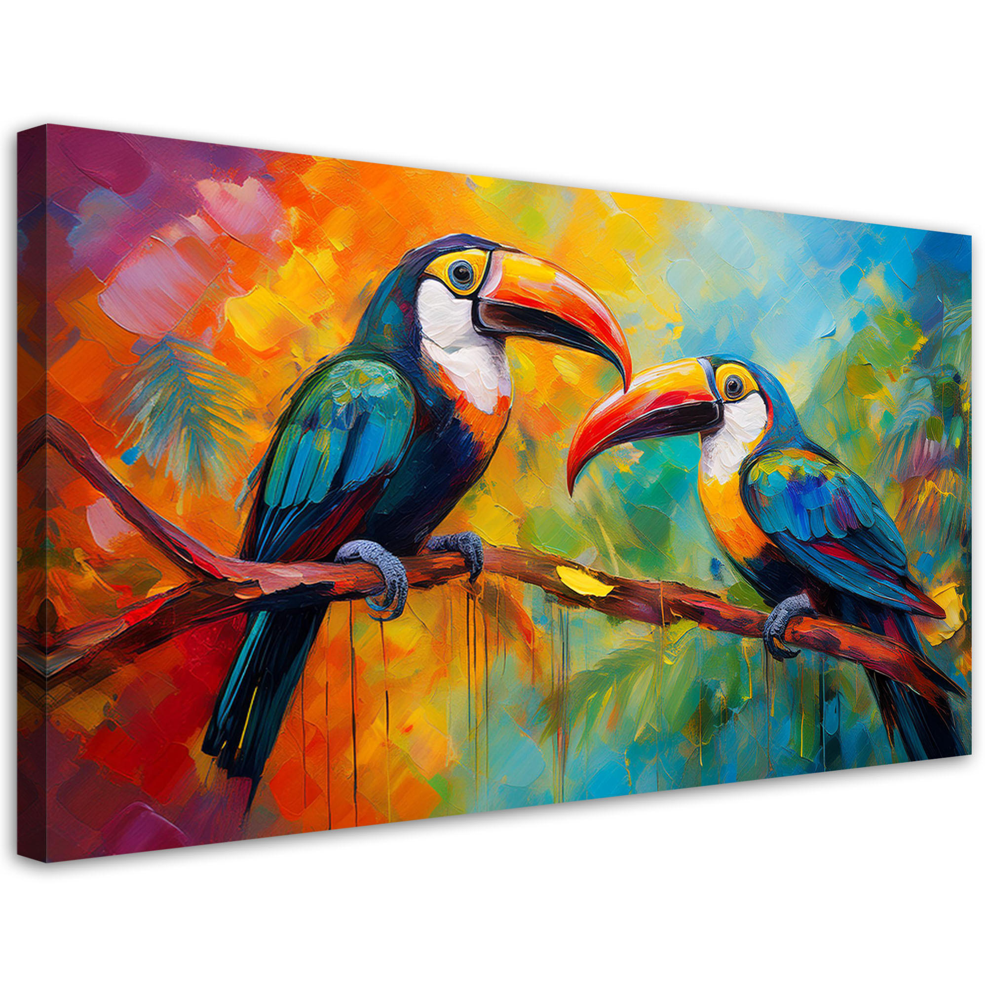 LEINWANDBILD Tukan Bunte tropische Vögel 80x40cm - Multicolor, Textil (80/40cm) - Feeby