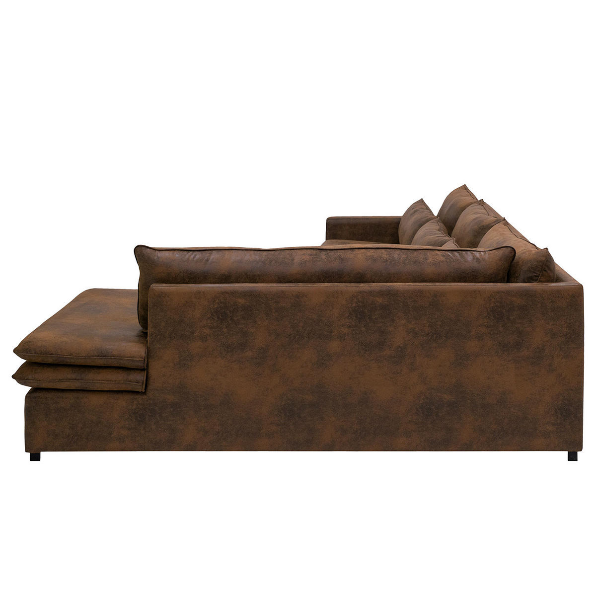 ECKSOFA mit Ottomane - Dunkelbraun/Braun, Buchenholz/Textil (299/216cm) - home24