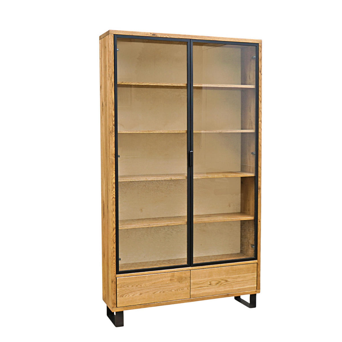 HOLZVITRINE im Loft-Stil mit Schubladen DELIO IV - Eichefarben, Holz (120/210/30cm) - Rawood Furniture