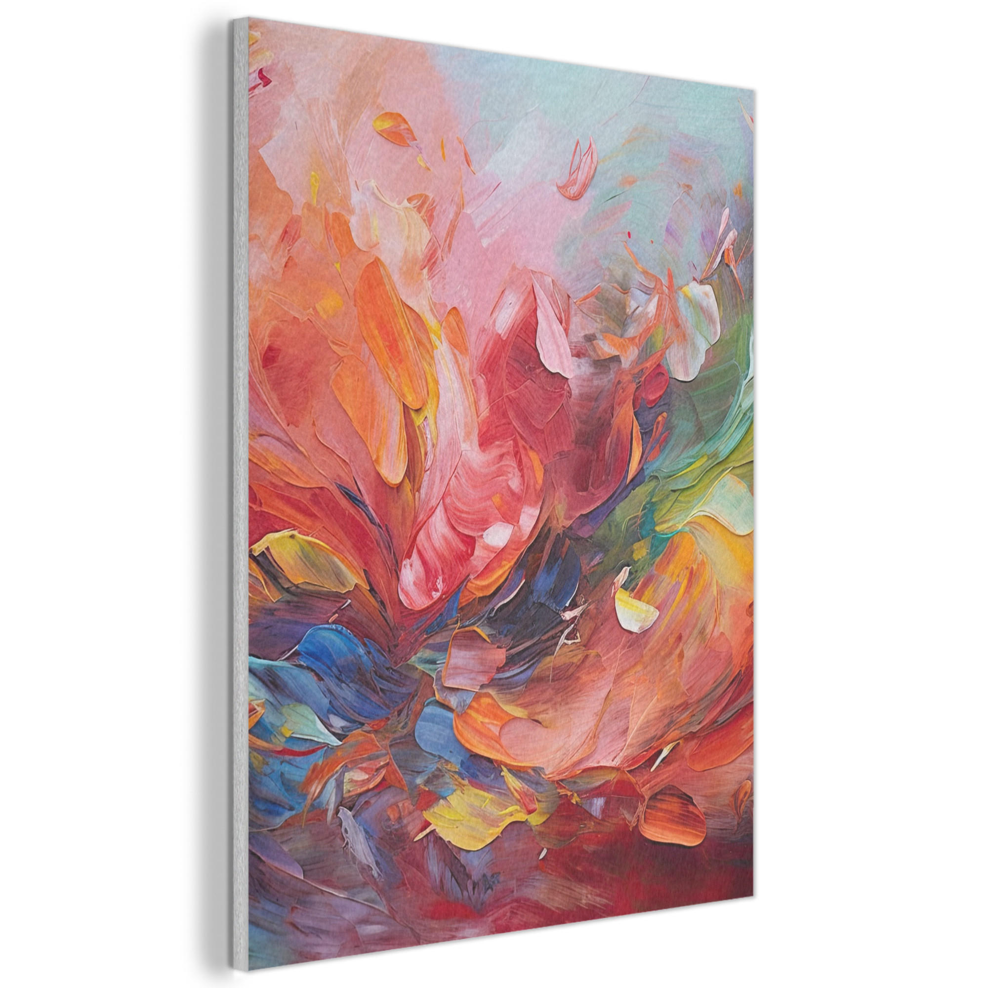 AKUSTIKBILD Ölgemälde - Kunst - Abstrakt - Farbenfroh Wanddeko 70x100 cm - Altrosa, Textil (70/100/0.9cm) - MuchoWow