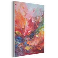 AKUSTIKBILD Ölgemälde - Kunst - Abstrakt - Farbenfroh Wanddeko 70x100 cm - Altrosa, Textil (70/100/0.9cm) - MuchoWow