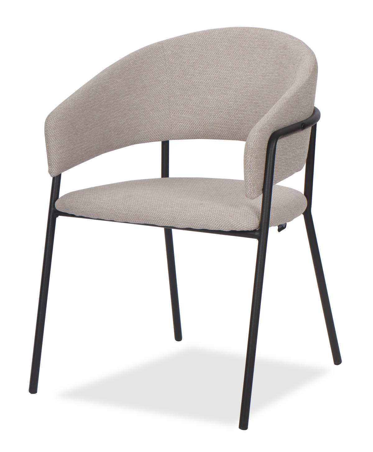 STUHL OVO gespolsterter - beige - Glamour Chenille - Beige/Schwarz, Textil/Metall (56/79/54cm) - NEW HOME