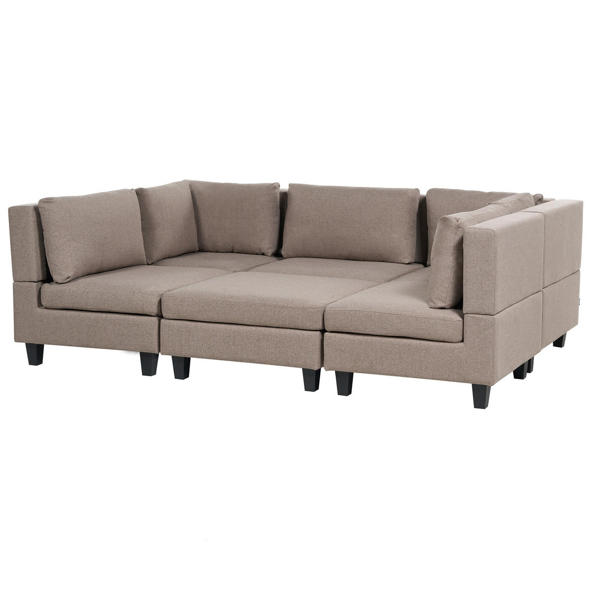 MODULÁRNÍ POHOVKA 5-místná Tvar U Hnědá Látka s otomanem Unstad - hnědá, textil (228/72/76cm) - Beliani