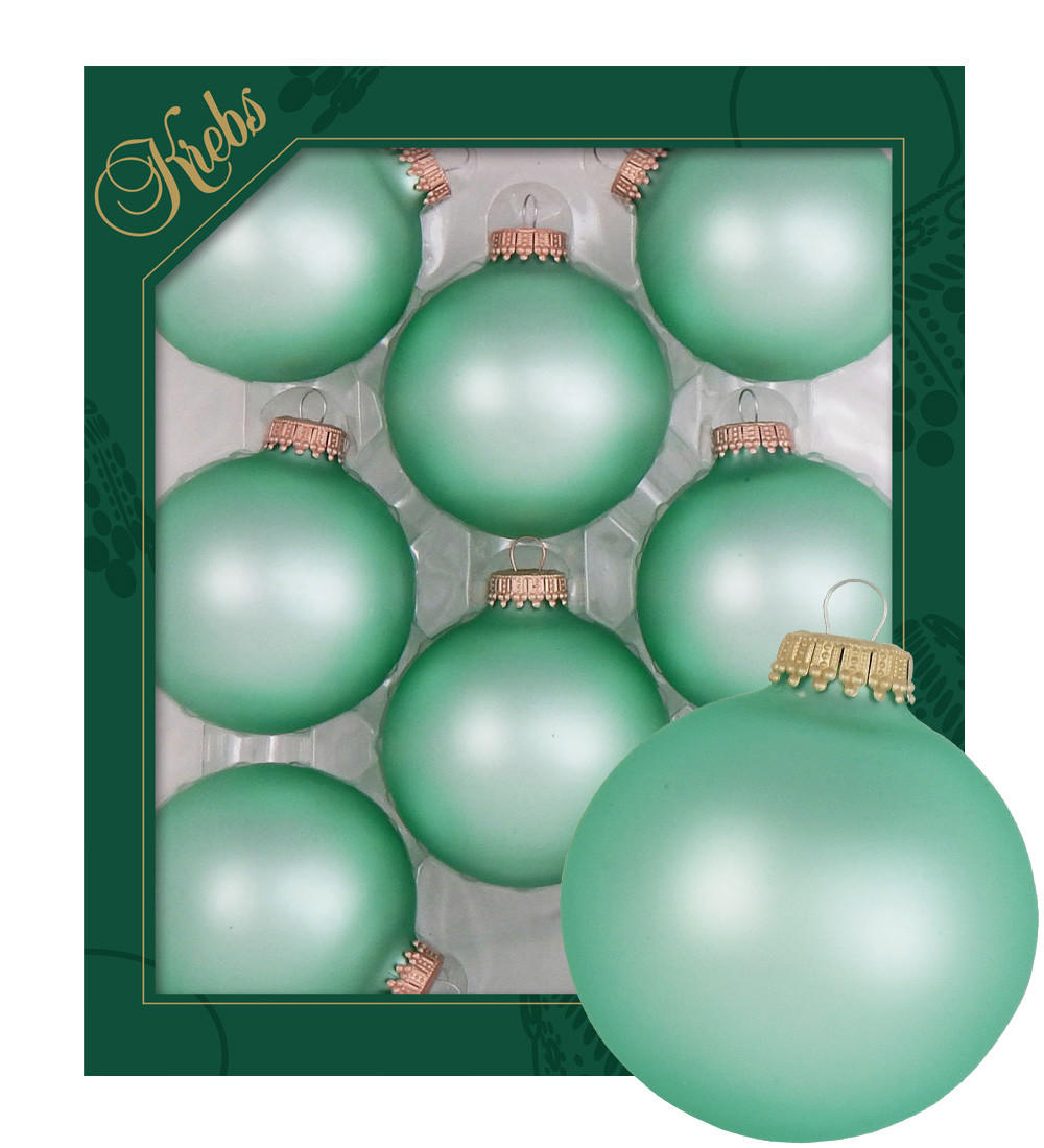 Krebs Glas Lauscha Christbaumkugeln Türkis 7x7x7 cm