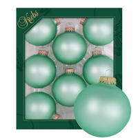 CHRISTBAUMKUGELN Uni-Design Marcelline Türkis 7cm (Glas / 8 Stk.) - Türkis, Glas (7/7/7cm) - Krebs Glas Lauscha