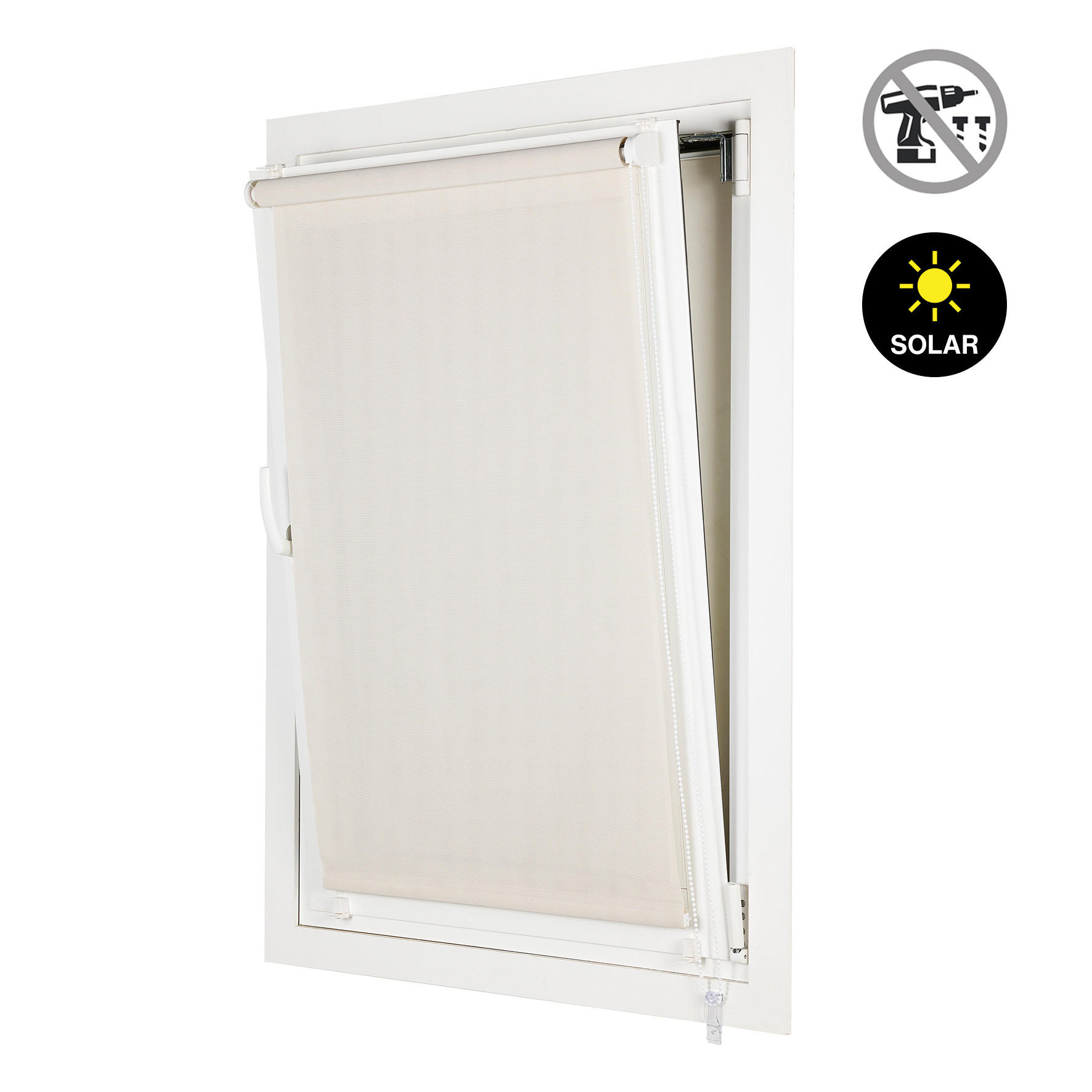 SCREEN-ROLLO without drilling 60X180 - Ecru, Kunststoff (60/180cm) - STORESDECO