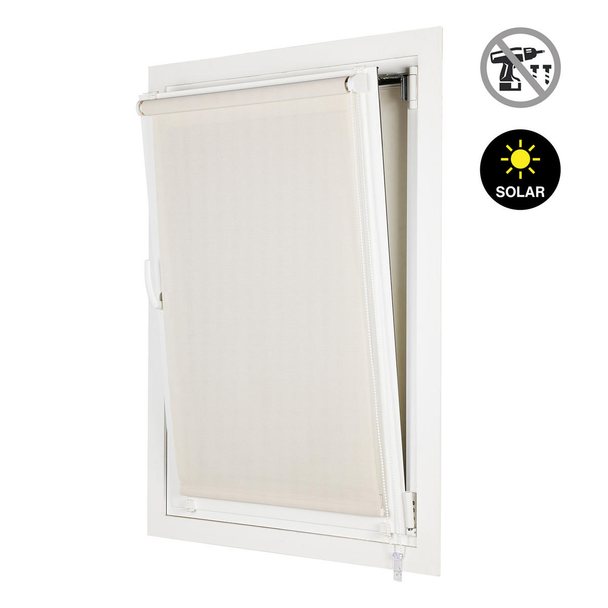 SCREEN-ROLLO without drilling 60X180 - Ecru, Kunststoff (60/180cm) - STORESDECO