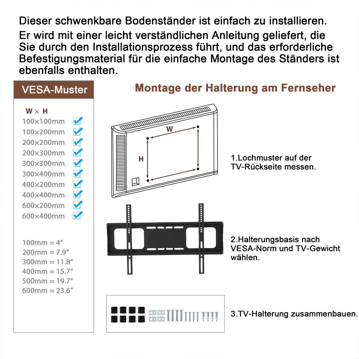 TV-ELEMENT 115.8/40.9/121.5 cm Braun mit Wandhalterung - Braun, Holz (116/125/42cm) - Oxeza