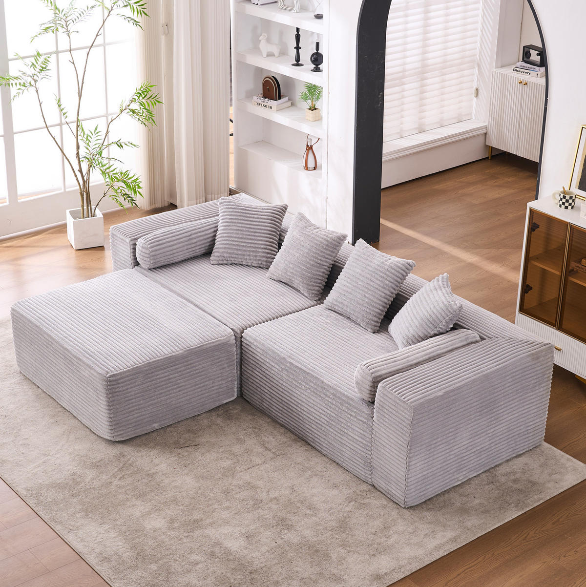 MODULSOFA L-Form Grau 3-tlg. - Hellgrau, Kunststoff (110/266cm) - Meubliv