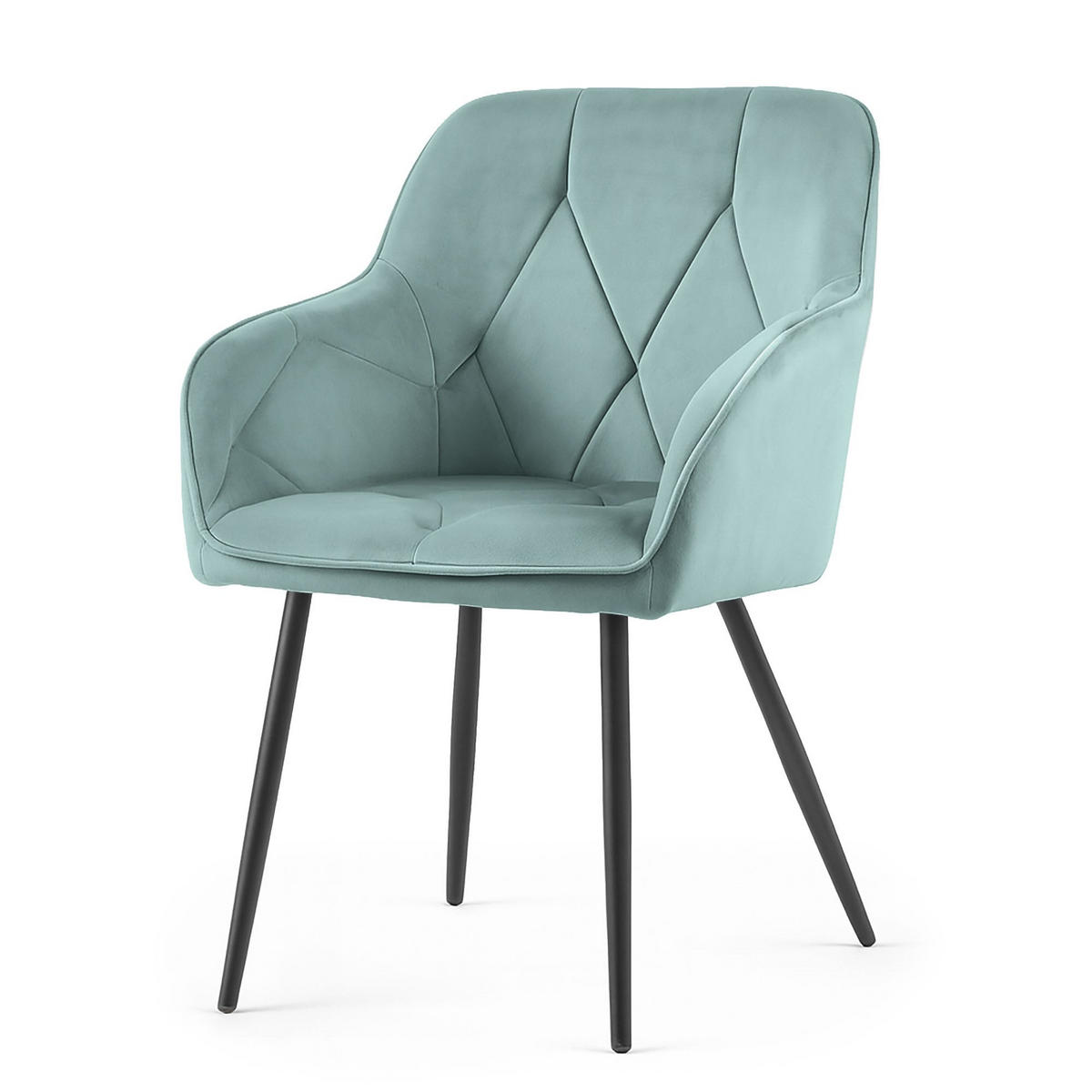 ČALÚNENÁ STOLIČKA, sada 6 ks, kovové nohy, tyrkysová, čierna 54,5/82,5/58 - čierna/tyrkysová, textil (55/83/50cm) - RAUMHIRSCH FURNITURE