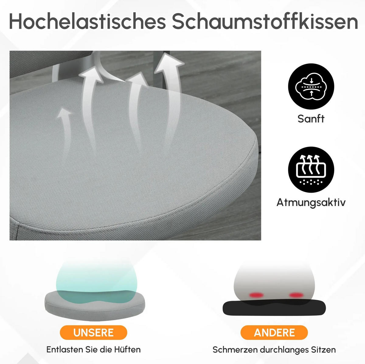 DREHSTUHL 65/64/114-122 cm grau aus Kunststoff mit Kopfstütze - Grau, Kunststoff (64/122/65cm) - OKWISH