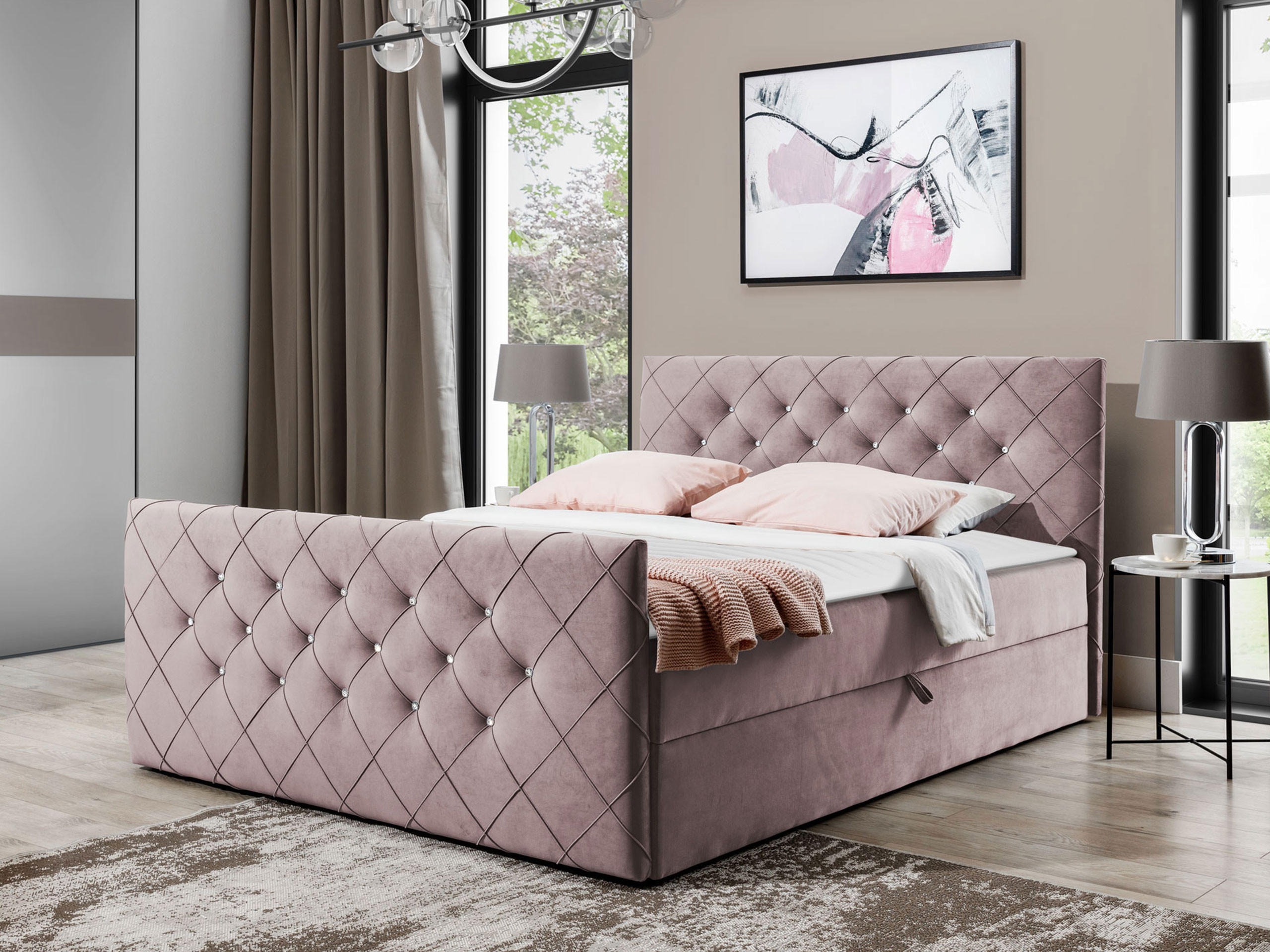 BOXBETT Malaga - Violett, Holz (200/200cm) - MIRJAN24