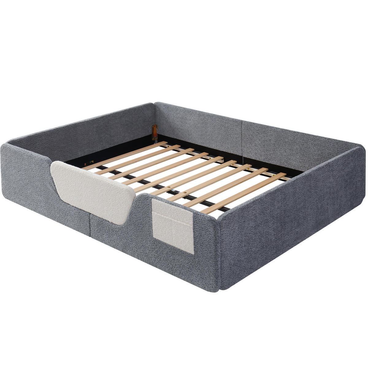 POLSTERBETT mit abnehmbaren Seitengittern 140x190 cm Samt Grau - Grau, Metall (90/190cm) - Beauniv