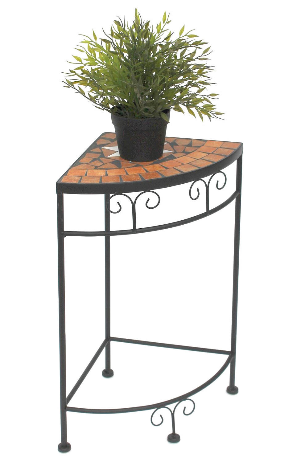 BLUMENHOCKER Ecke mit Mosaik Metall Schwarz/Terrakotta 25/25/52 cm - Schwarz, Metall (25/52/25cm) - DanDiBo
