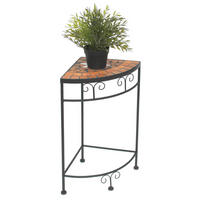 BLUMENHOCKER Ecke mit Mosaik Metall Schwarz/Terrakotta 25/25/52 cm - Schwarz, Metall (25/52/25cm) - DanDiBo